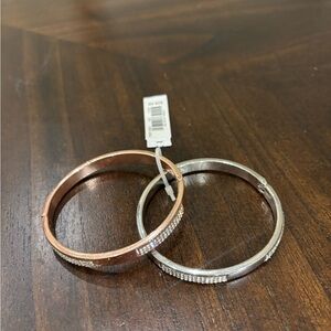 Guess Rose Gold and Silver Bracelet Duo